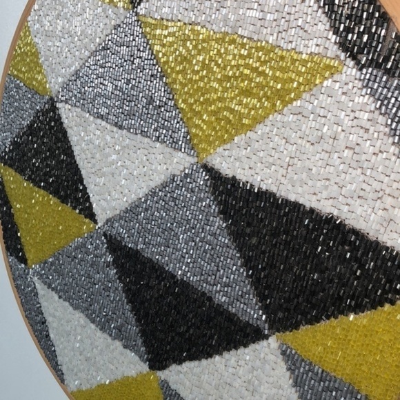 HANDMADE | Handmade Shimmer Bead 13” Round Wall Hanging Chain Tapestry. - Picture 3 of 7